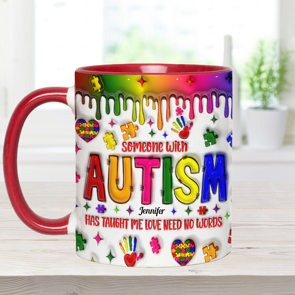 Love Need No Words - Personalized Autism Awareness Accent Mug