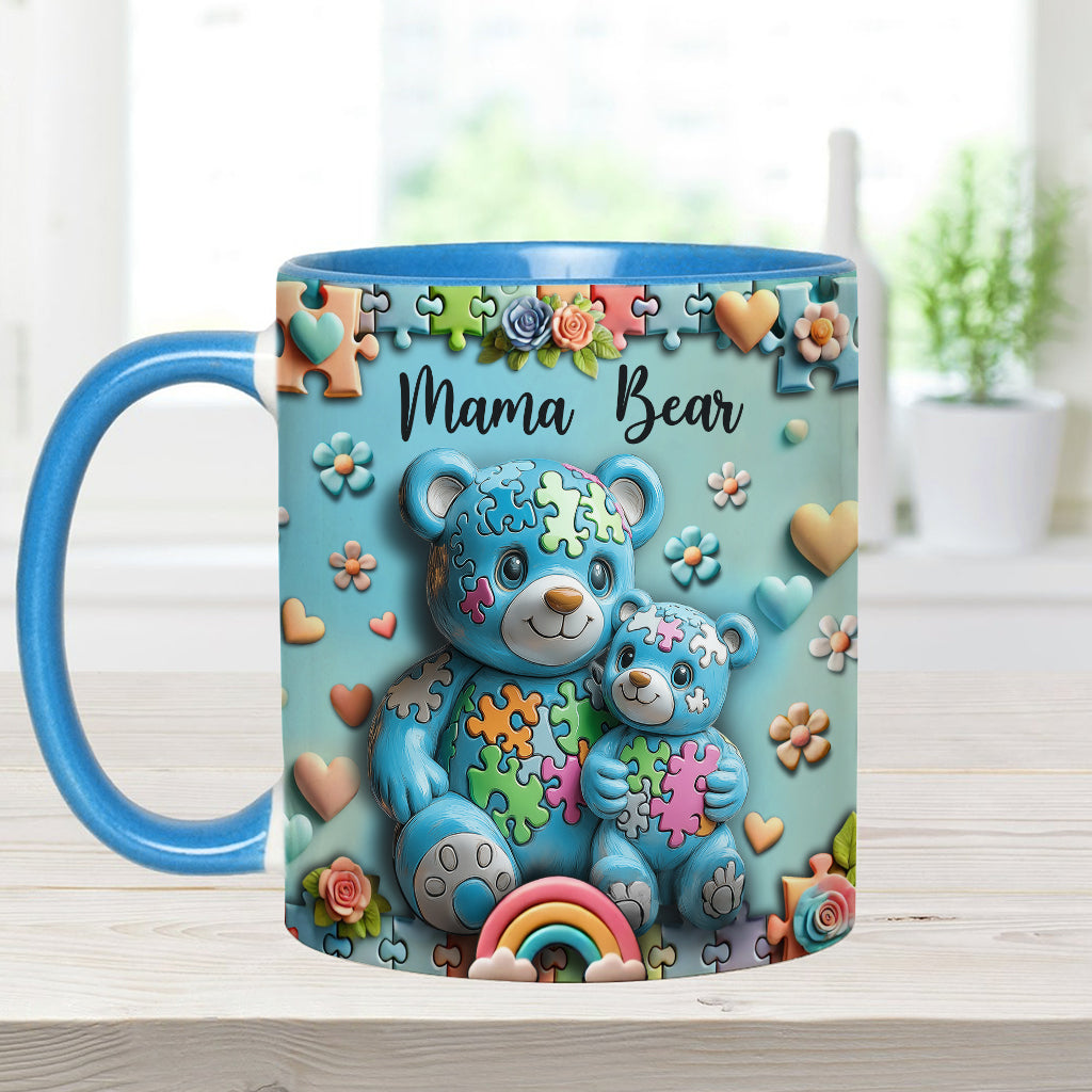 Mama Bear - Personalized Autism Awareness Accent Mug