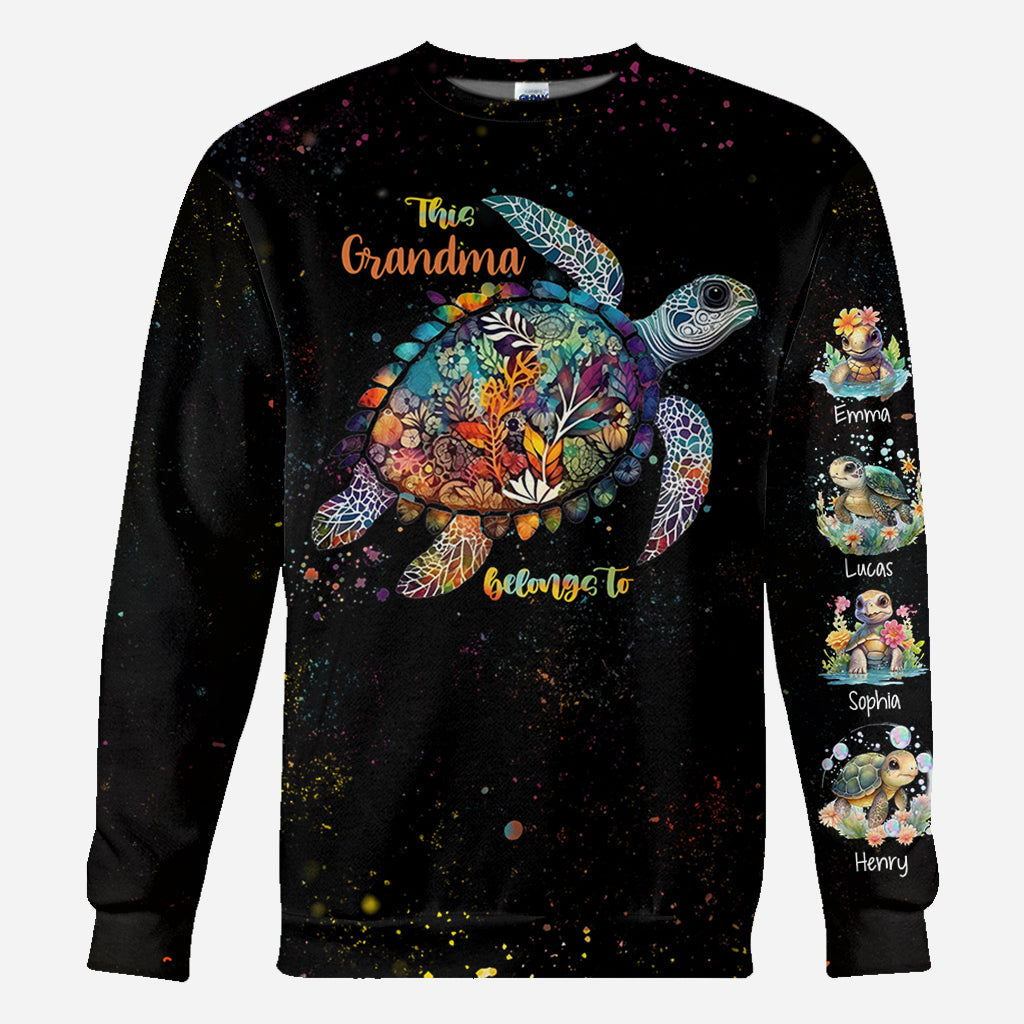 This Grandma Mom Belongs To - Personalized Turtle All Over Shirt