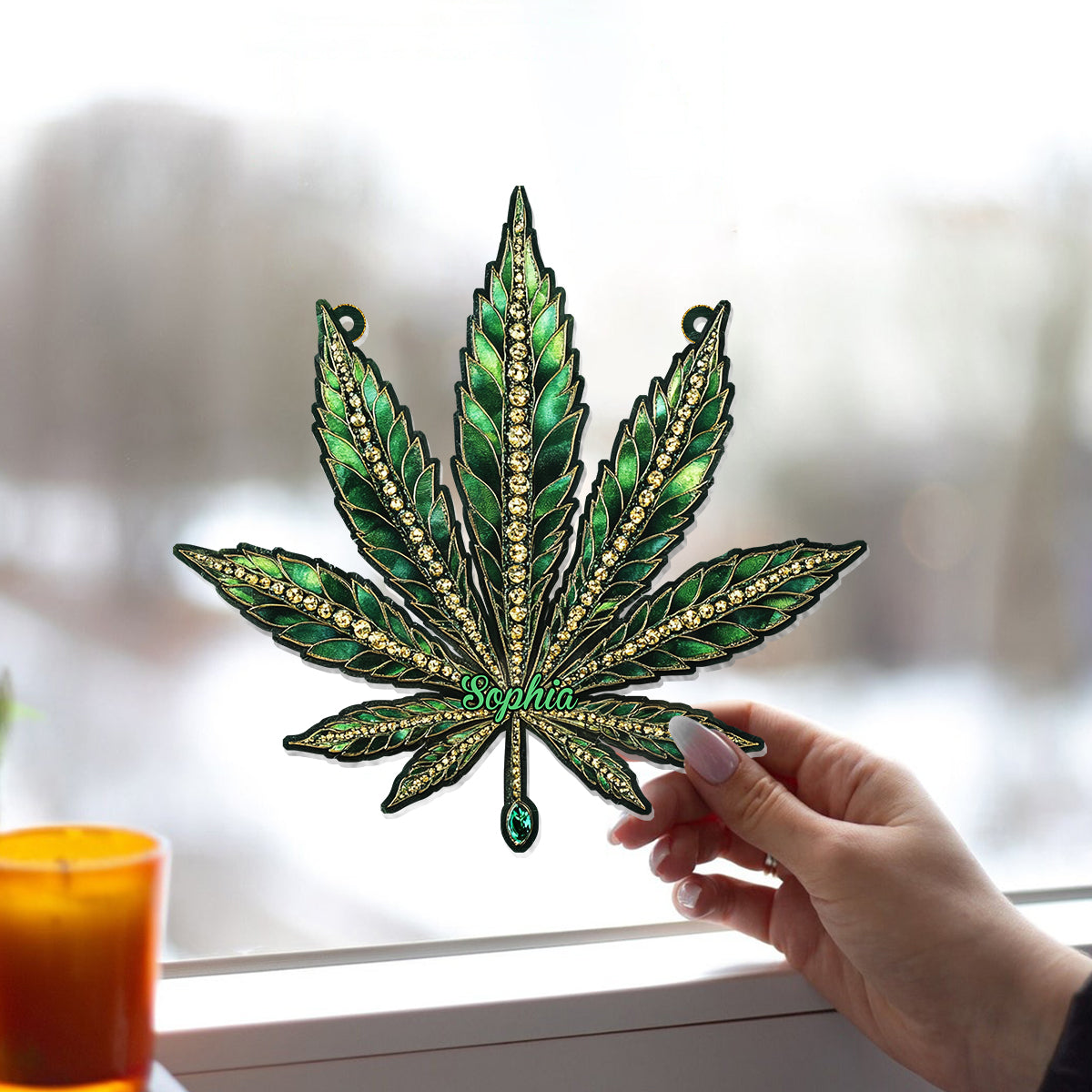 Beautiful Canabis - Personalized Weed Window Hanging Suncatcher Ornament