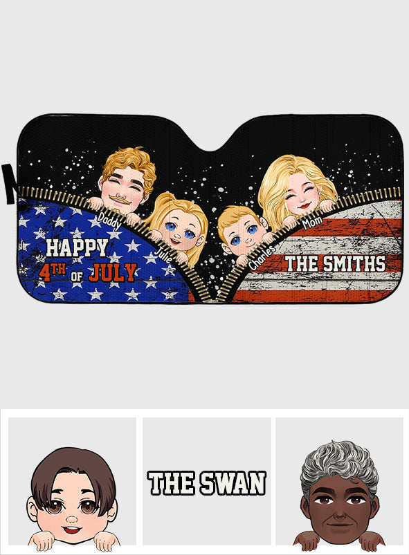 Funny Family Independence Day - Personalized Family Car Sunshade