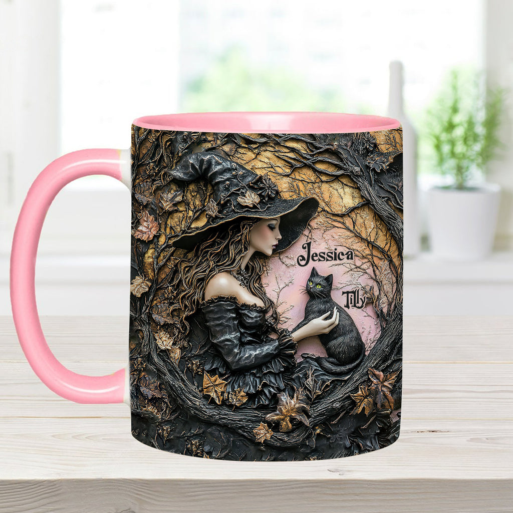 A Witch And Her Black Cat It's A Beautiful Thing - Personalized Witch Accent Mug