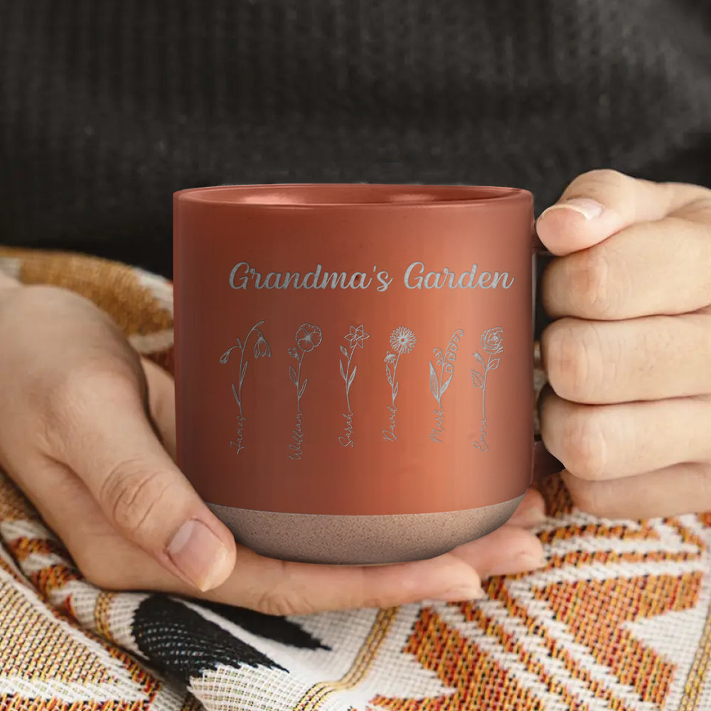 Grandma's Garden - Personalized Grandma Engraved Pottery Mug