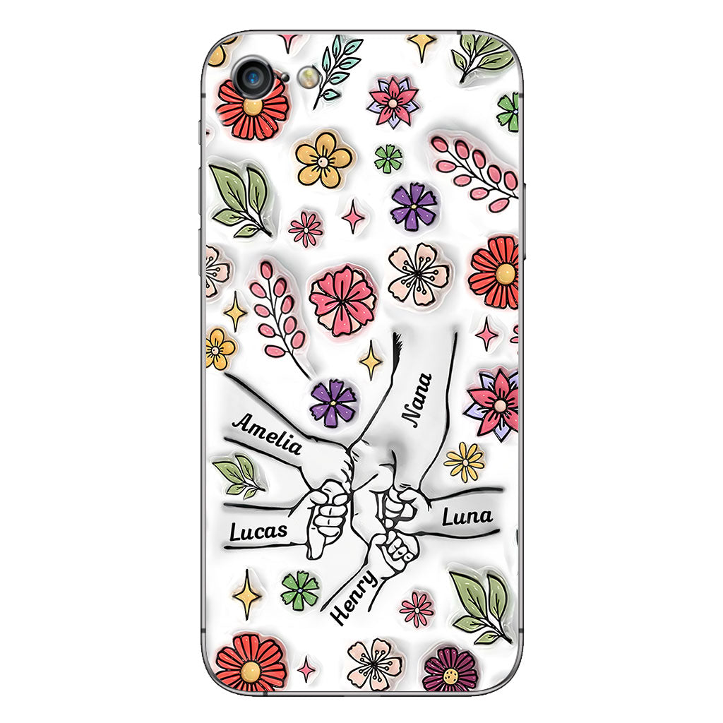 Spring Flower Holding Hands Nana Mom - Personalized Grandma Phone Case