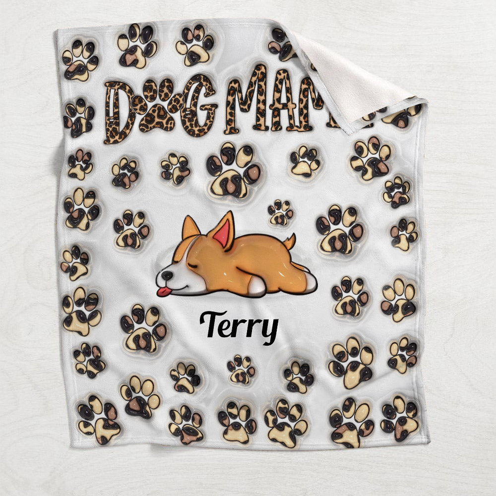 Dog Mama Dog Mom - Personalized Dog Blanket