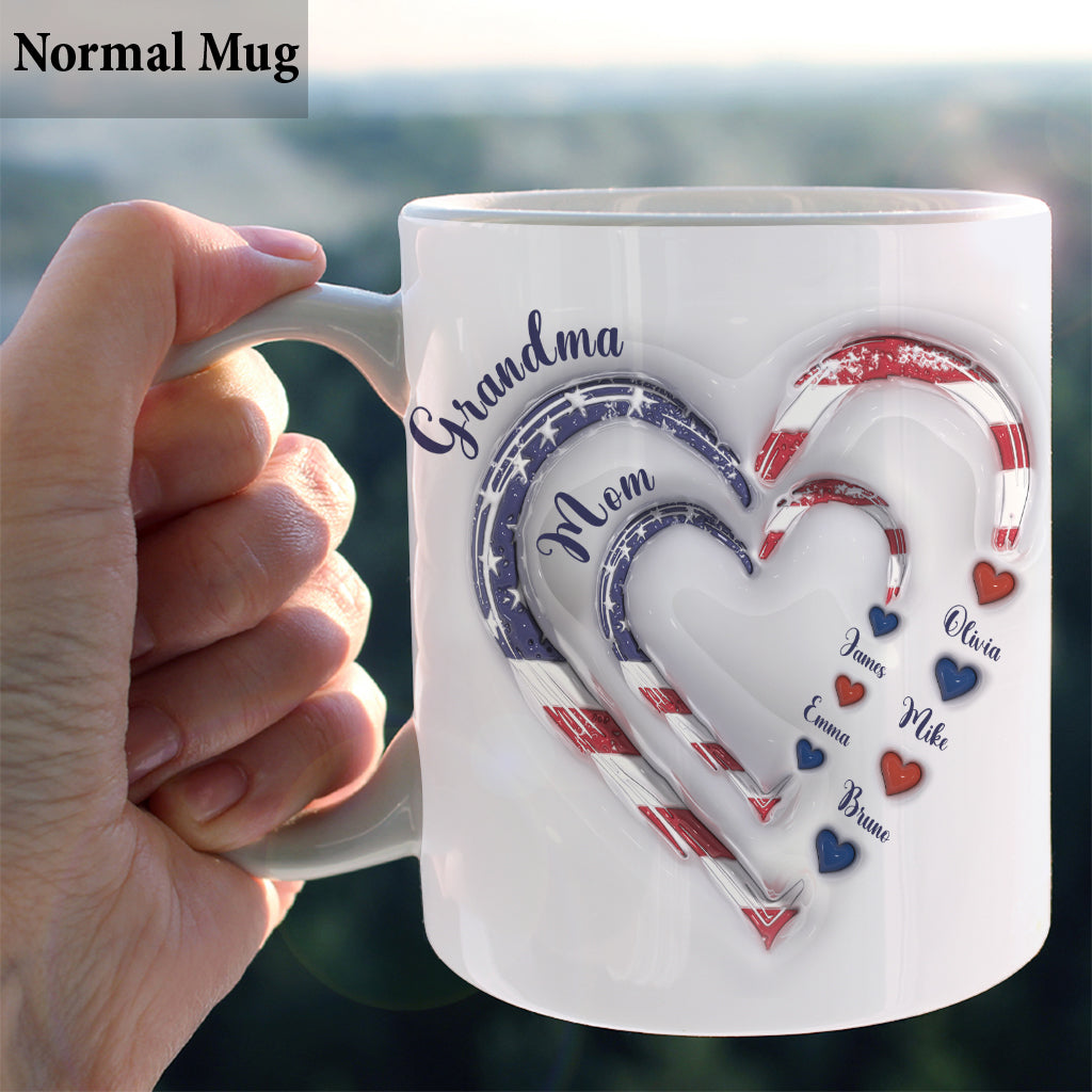 4th Of July Grandma's Hearts - Personalized Grandma Mug
