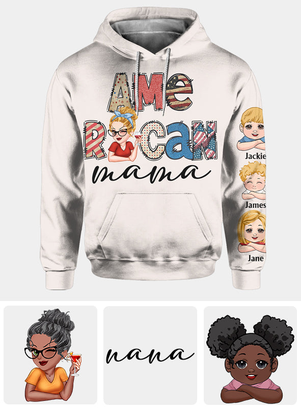 American Mama Any Title Vintage Retro Style - Personalized Mother All Over Shirt
