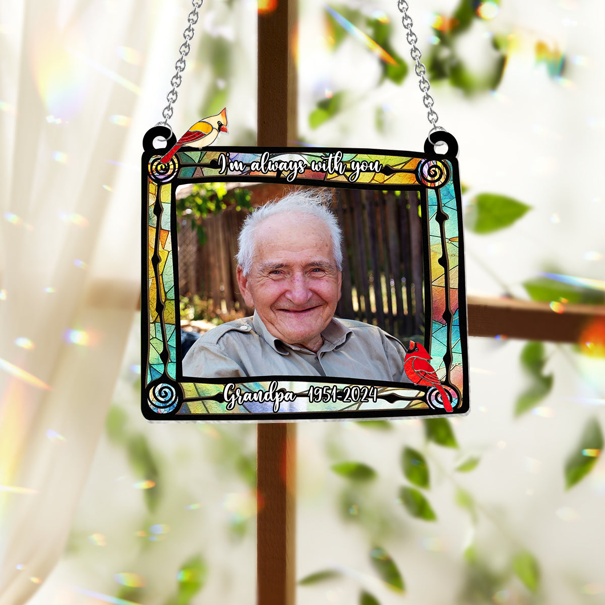 The Sky Looks Different In Loving Memory Cardinal - Personalized Memorial Window Hanging Suncatcher Ornament