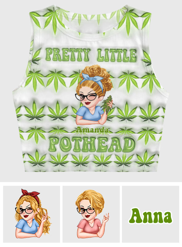 Pretty Lil' Pothead - Personalized Weed Crop Tank Top