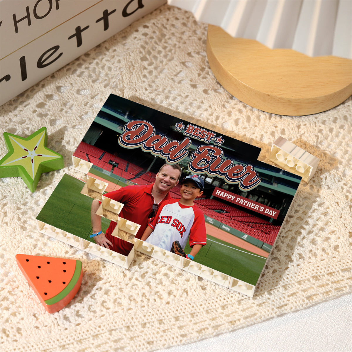 Best Dad Ever - Personalized Father One-sided Horizontal Rectangle Building Brick Blocks