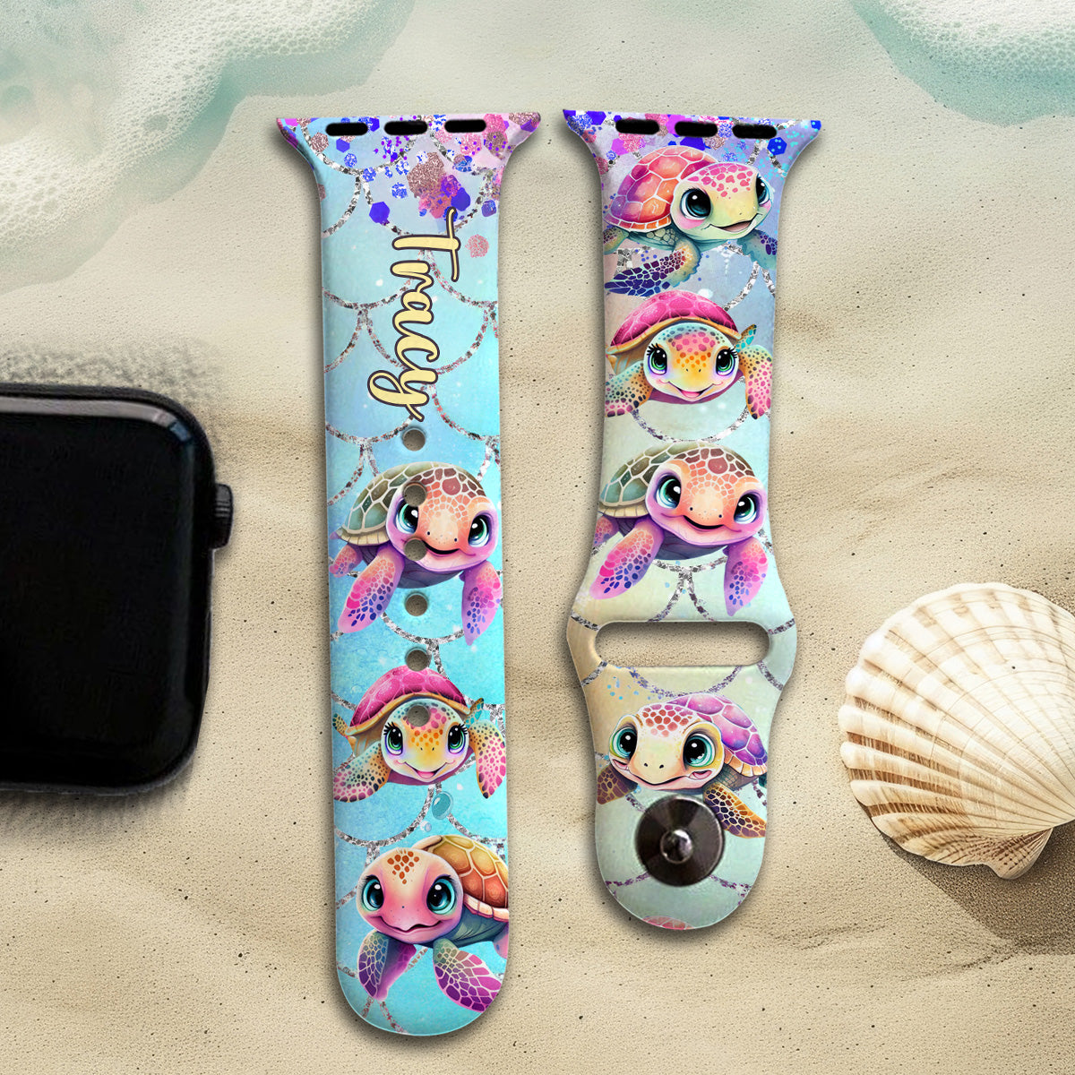 Cute Turtles - Personalized Turtle Apple Watch Band