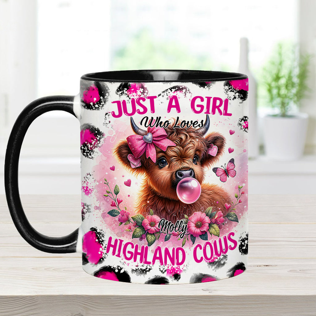Cute Pink Highland Cow - Personalized Accent Mug
