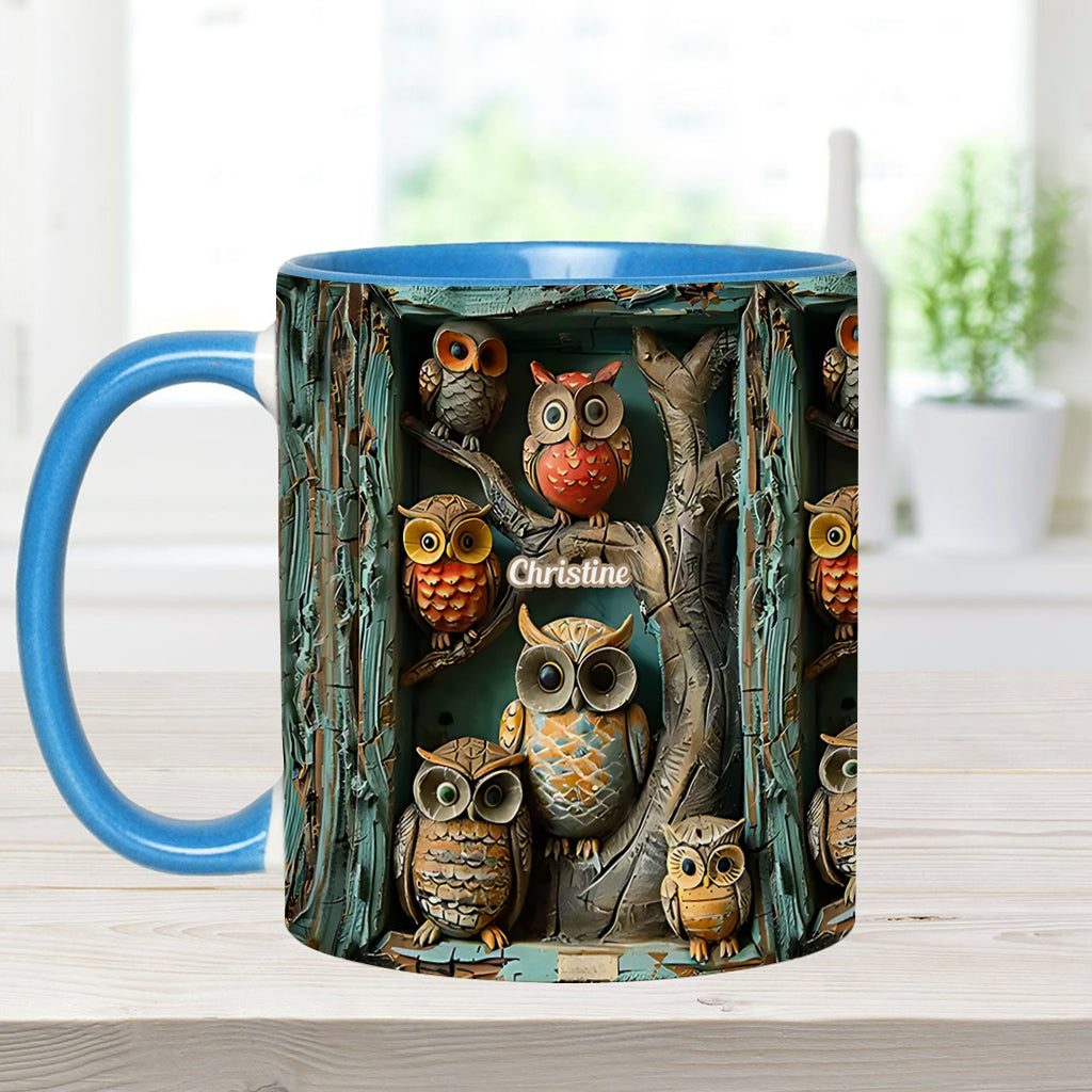 Just A Girl Who Loves Owls - Personalized Owl Accent Mug