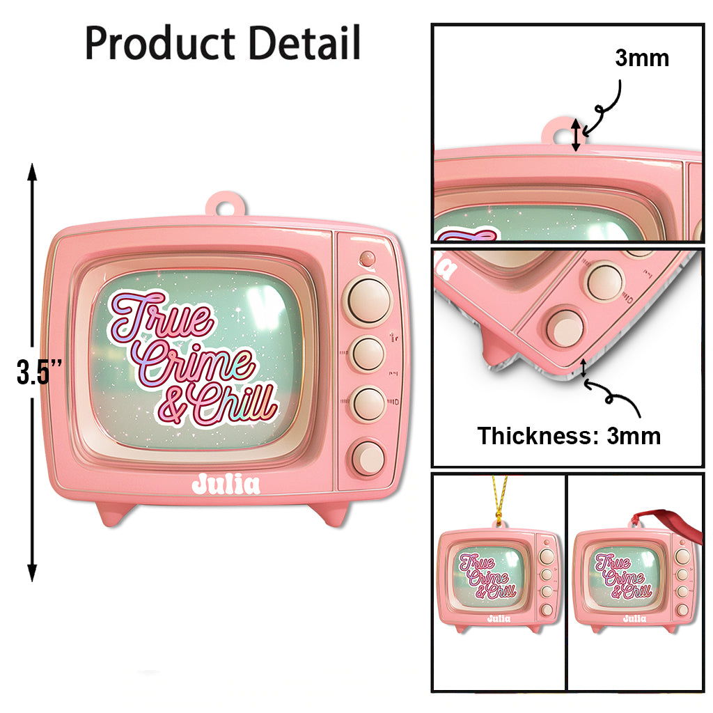 True Crime & Chill, Pink TV - Personalized Ornament