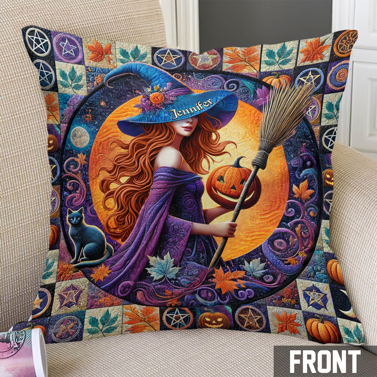Beautiful Witch - Personalized Witch Throw Pillow