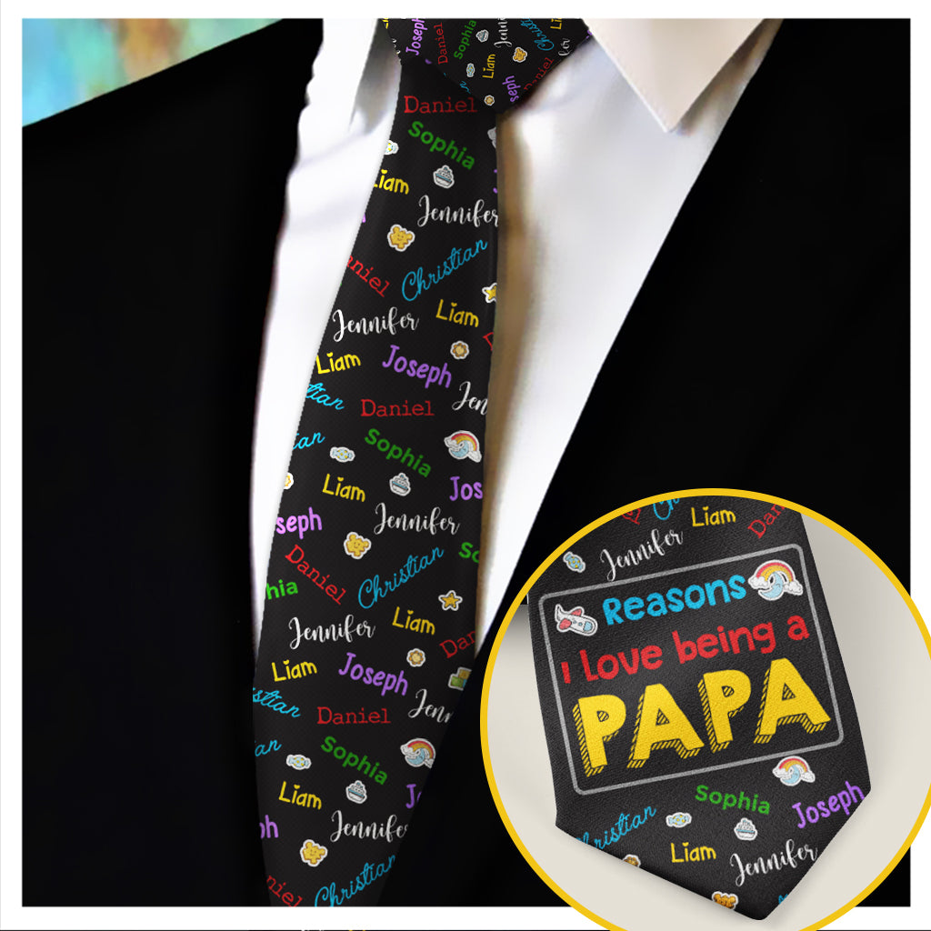 Reasons I Love Being A Grandpa - Personalized Grandpa Necktie