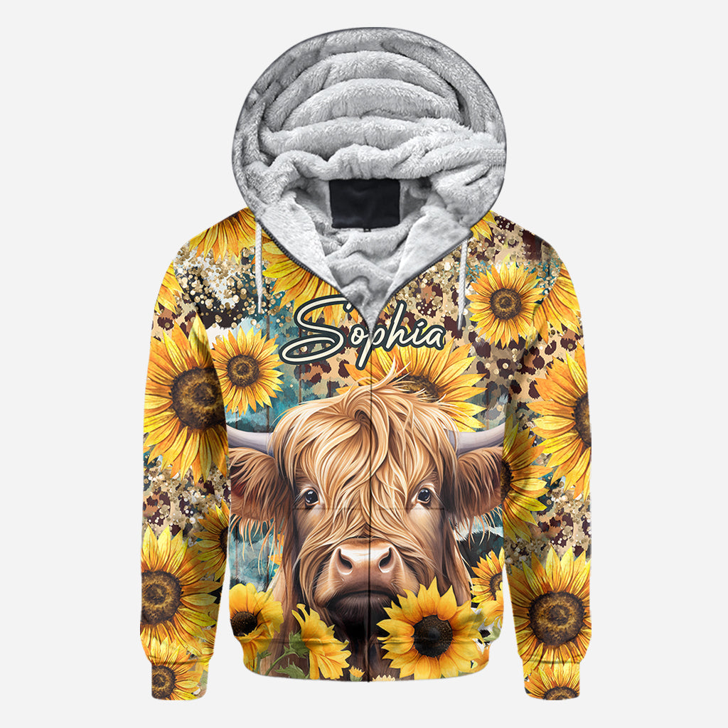 Highland Cow Among Sunflowers - Personalized All Over Shirt