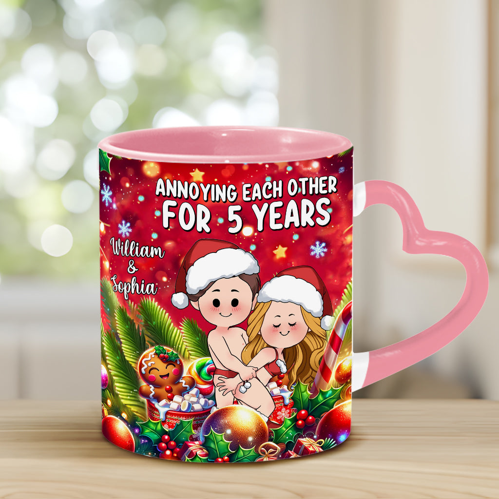 Annoying Each Other - Personalized Couple Heart Handle Mug