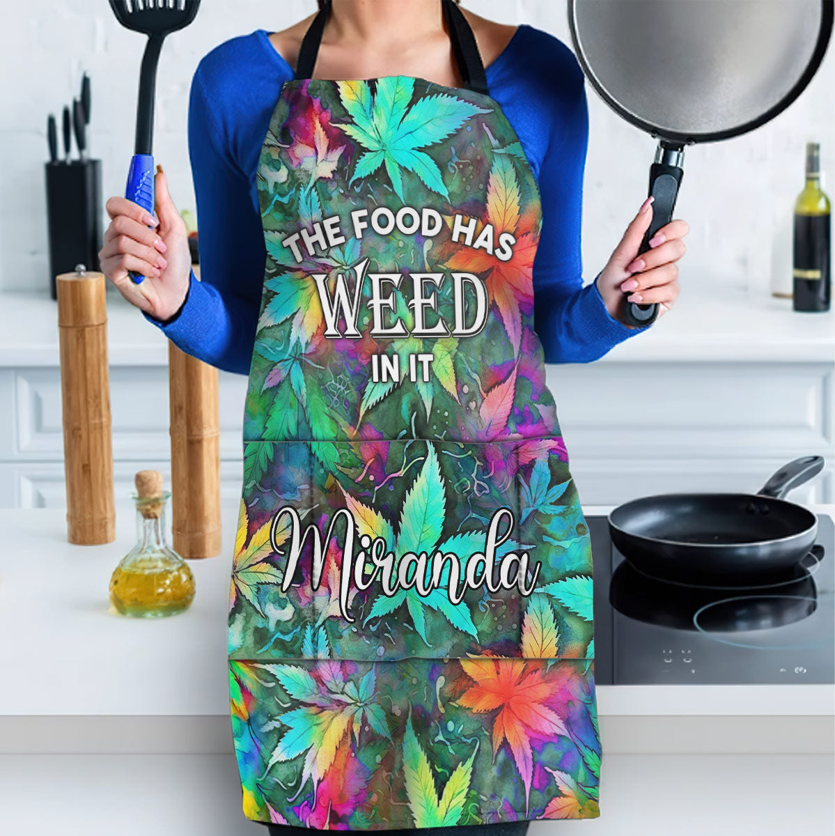 The Food Has Weed In It - Personalized Weed Apron, Oven Mitts & Pot Holder