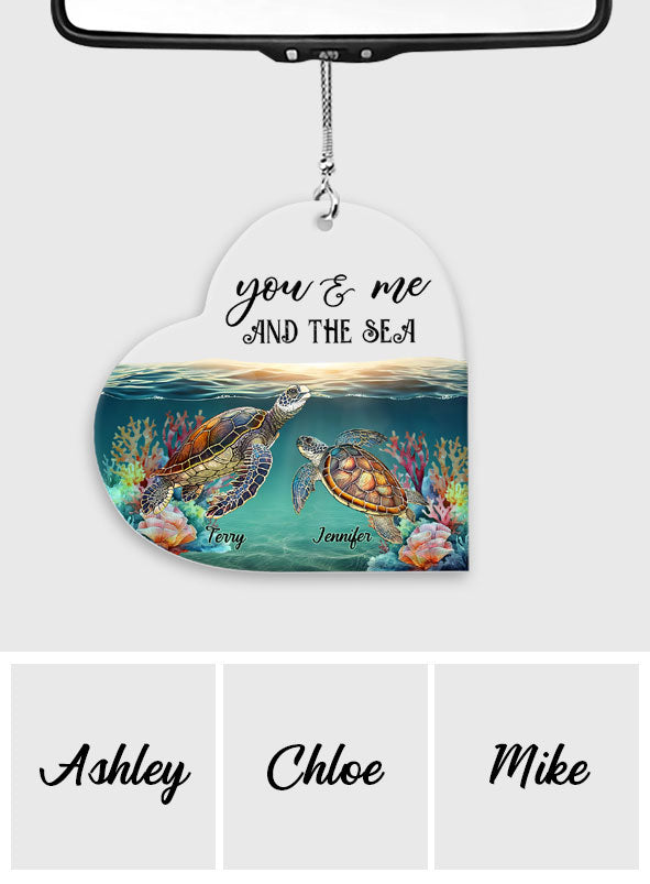 You & Me And The Sea - Personalized Turtle Transparent Car Ornament