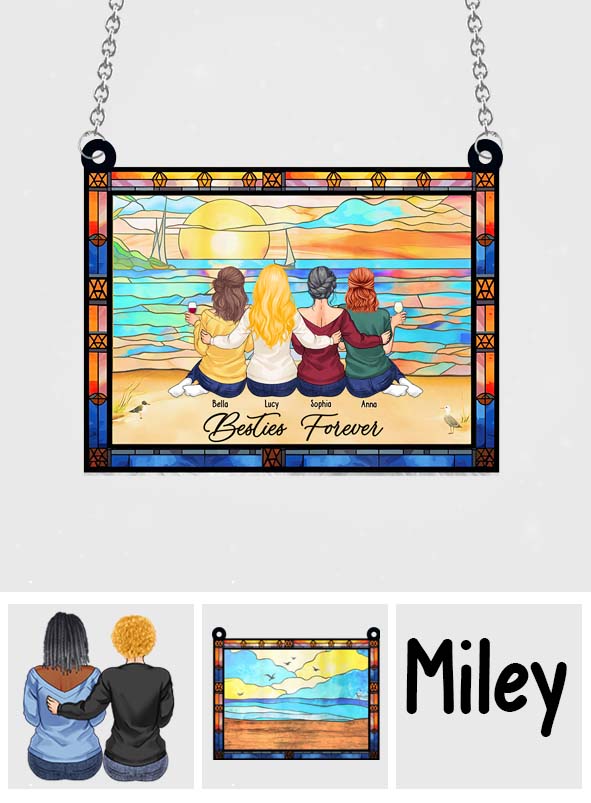 Besties Forever - Personalized Bestie Window Hanging Suncatcher Ornament