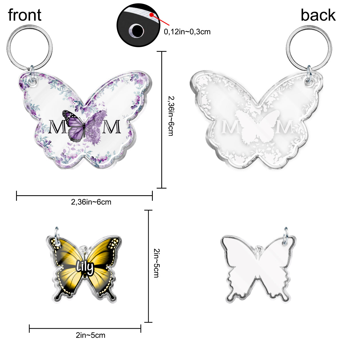 Happy Mother‘s Day Butterfly Version - Personalized Mother Keychain with Charms