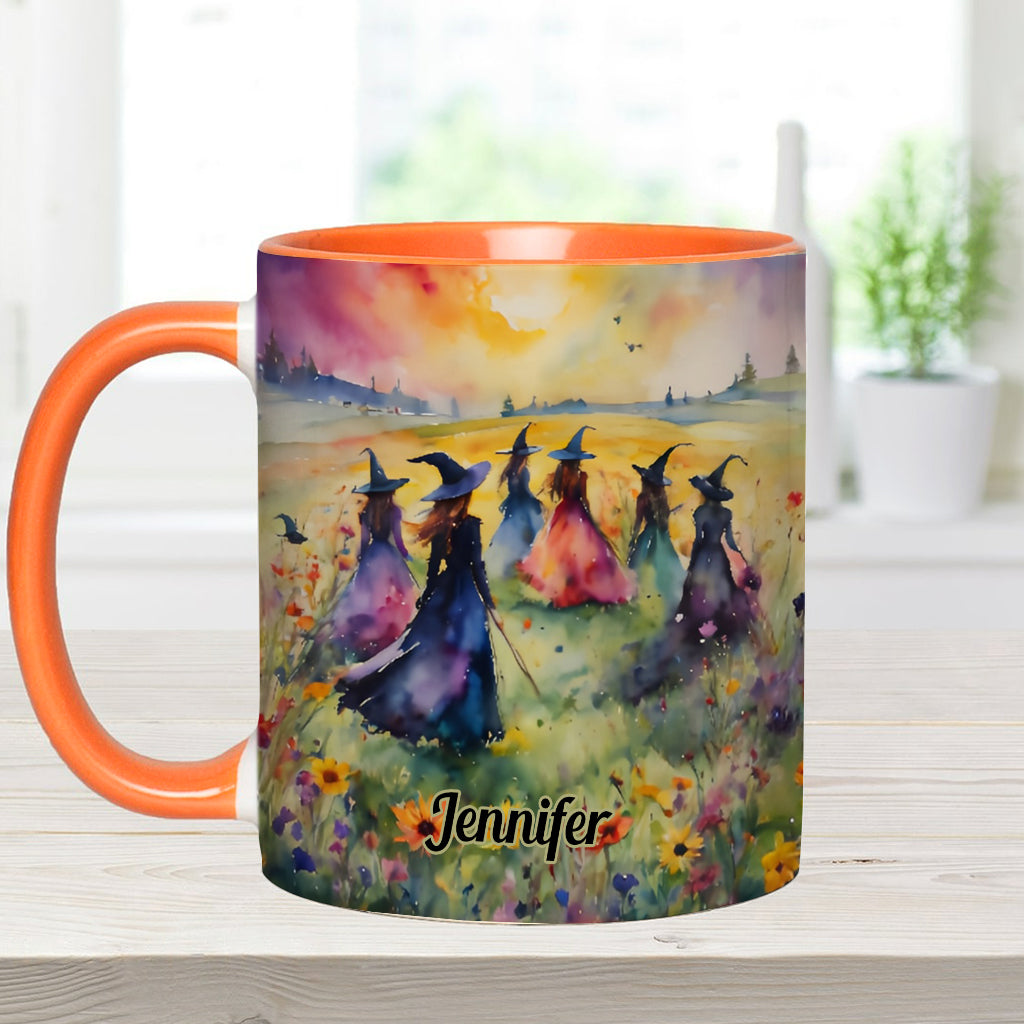 Watercolor Witches Gather - Personalized Witch Accent Mug