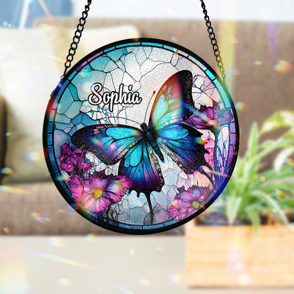 Beautiful Butterfly - Personalized Butterfly Stained Glass Suncatcher