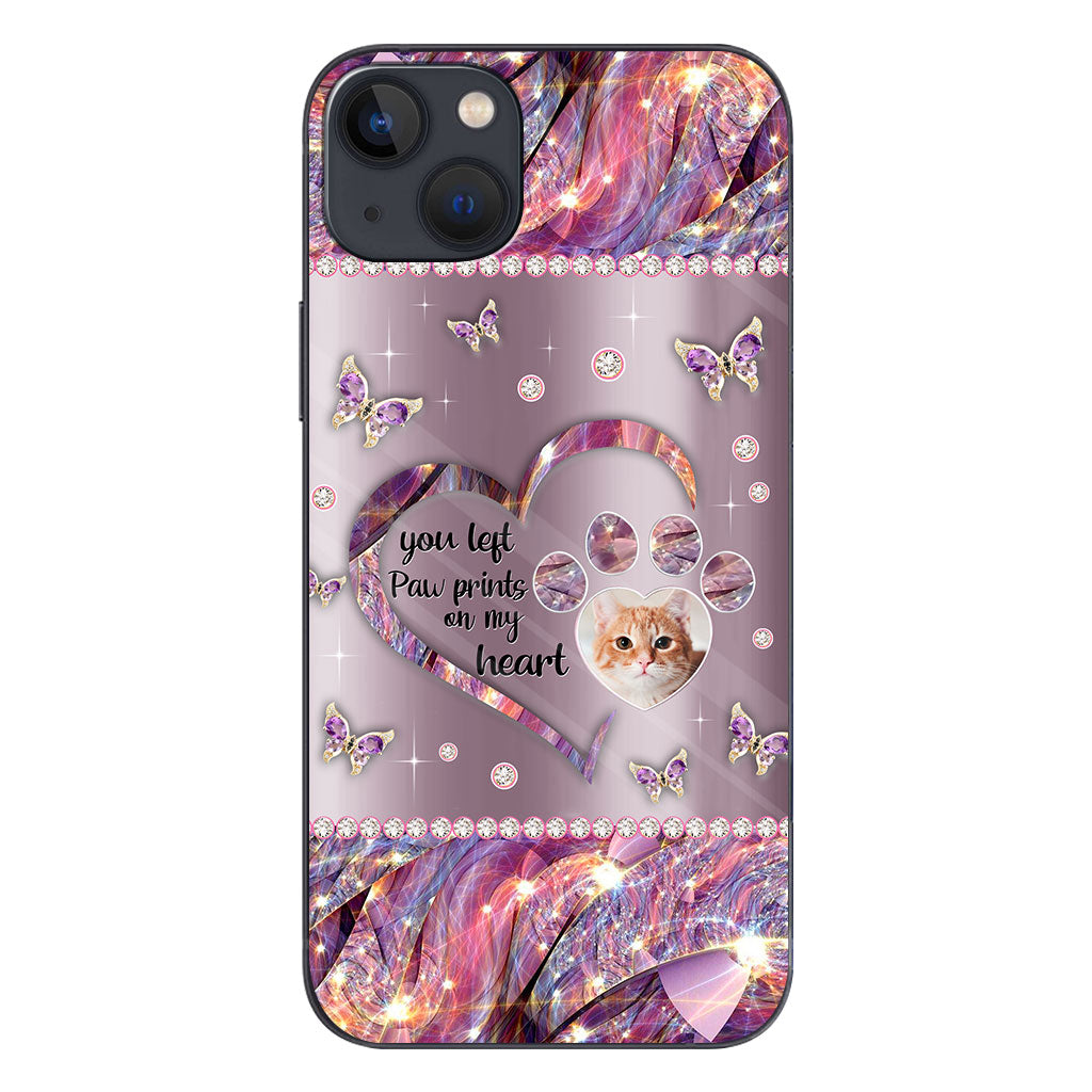 You Left Paw Prints In My Heart - Personalized Dog Phone Case