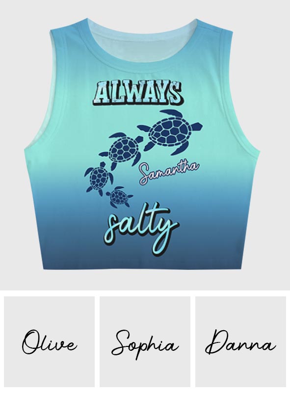 Always Salty - Personalized Turtle Crop Tank Top