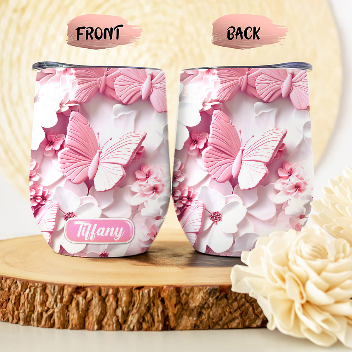 Wonderful Butterflies - Personalized Butterfly Wine Tumbler