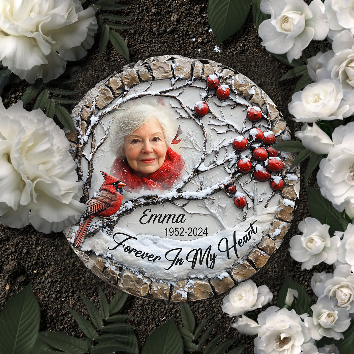 Forever In My Heart - Personalized Memorial Round Shaped Stone