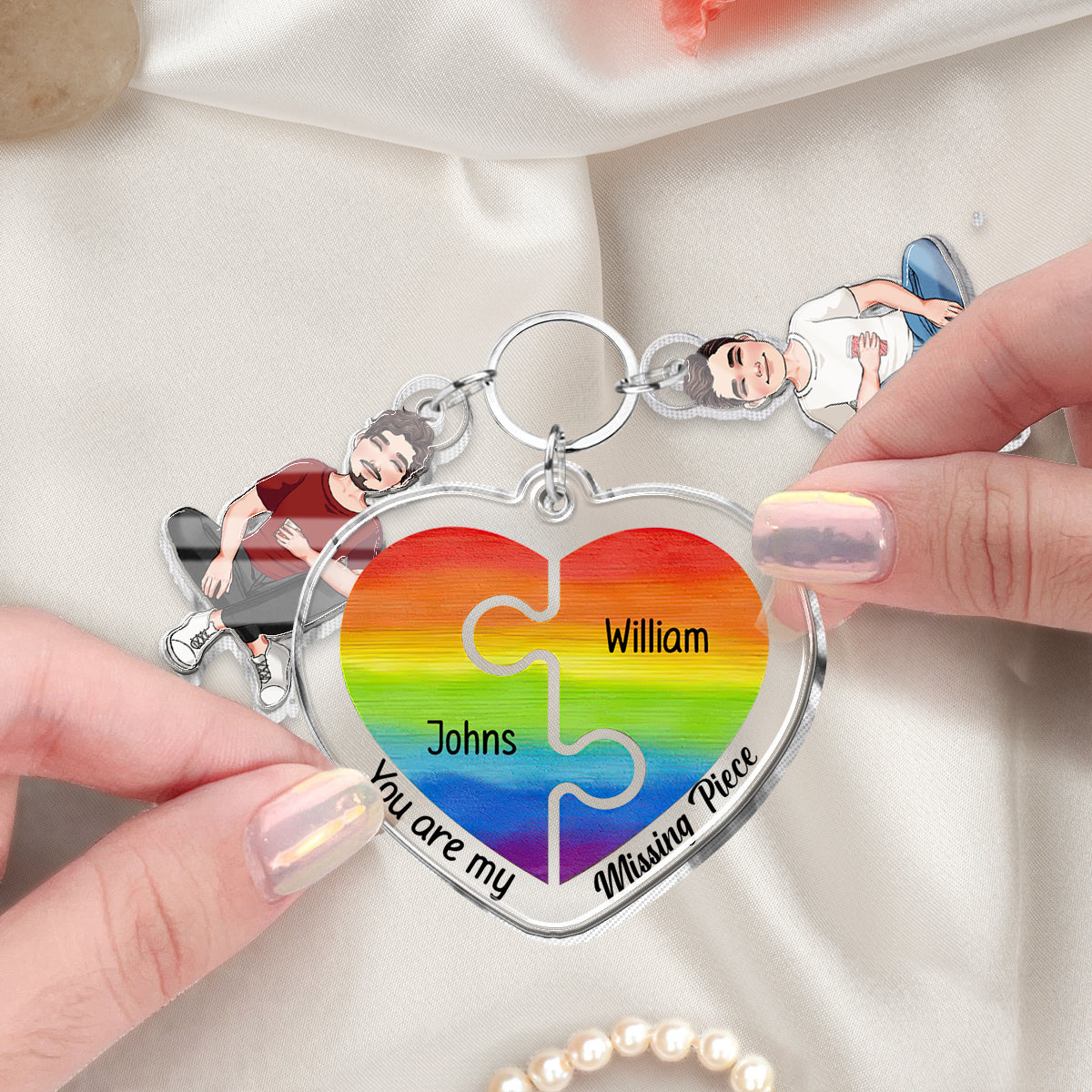 You Are My Missing Piece - Personalized LGBT Support Keychain with Charms
