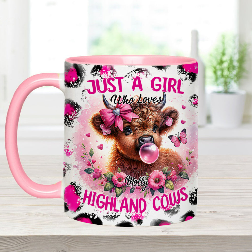 Cute Pink Highland Cow - Personalized Accent Mug