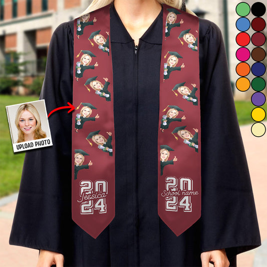 Caricature Funny Character - Personalized Graduation Graduation Stole