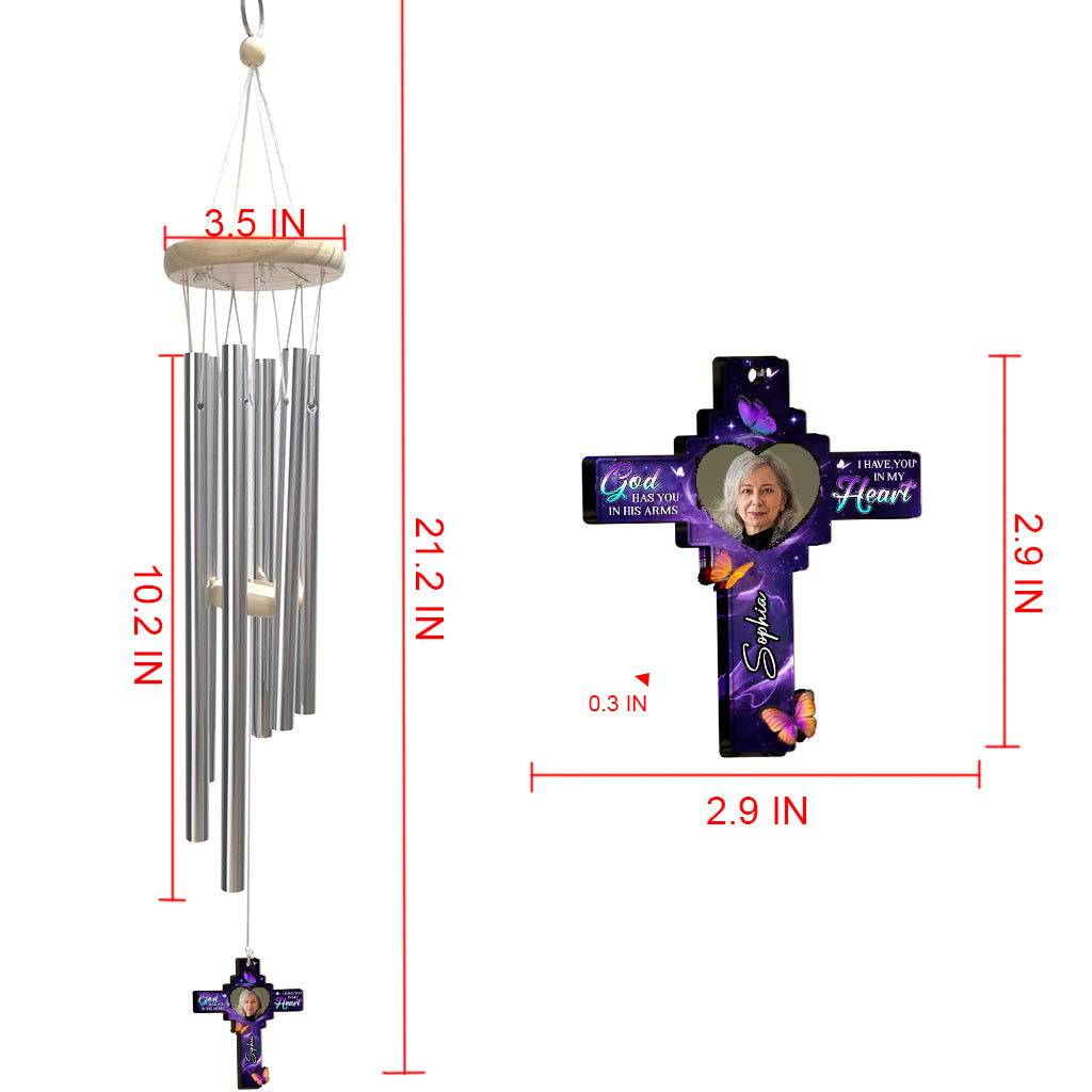 God Has You In His Arm, I Have You In My Heart - Personalized Memorial Wind Chime