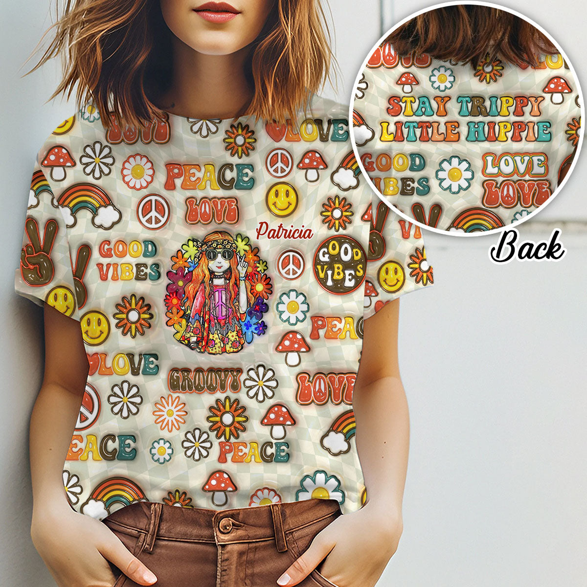 Hippie Soul Retro Multi Style - Personalized Hippie All Over Shirt