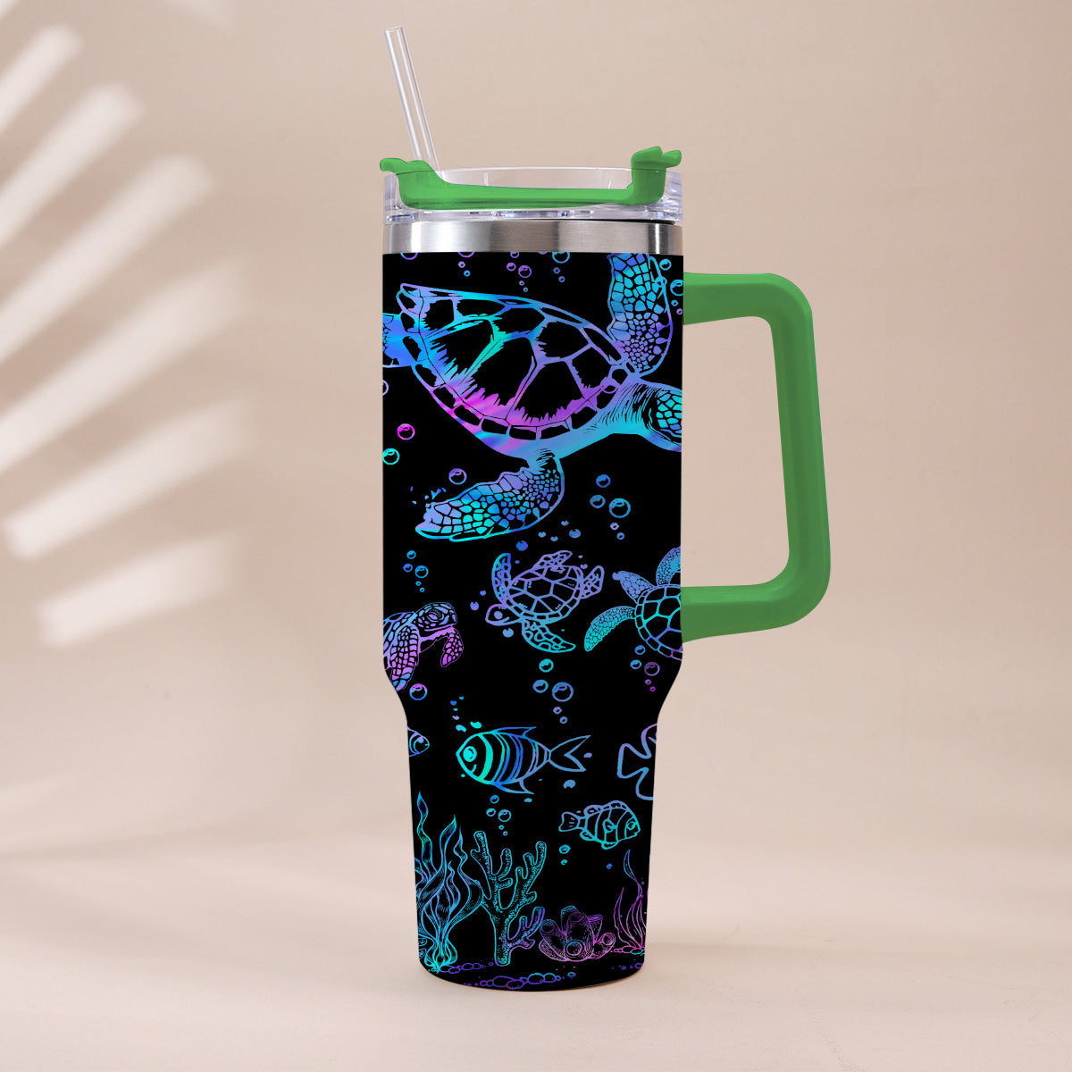 Sea Turtles Custom Name - Personalized Turtle Tumbler With Handle