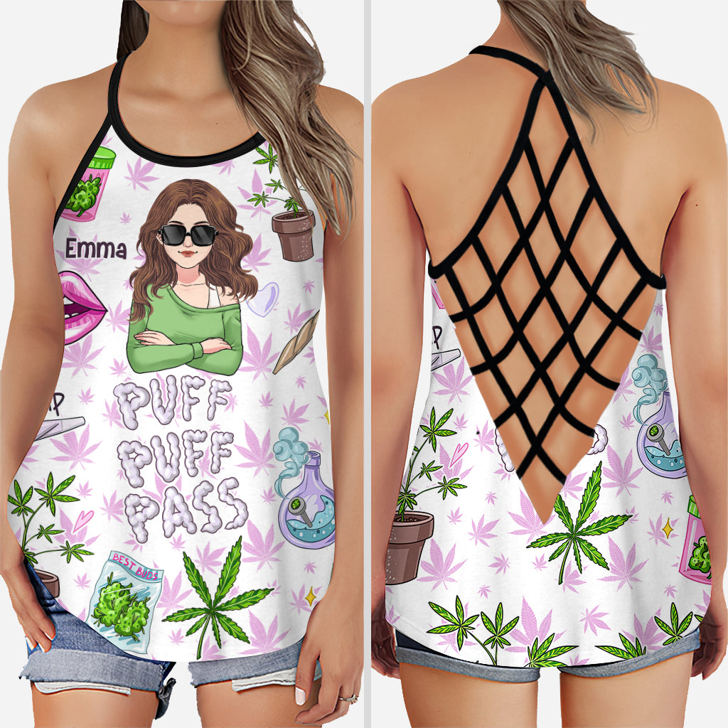 Puff Puff Pass - Personalized Weed Cross Tank Top and Leggings