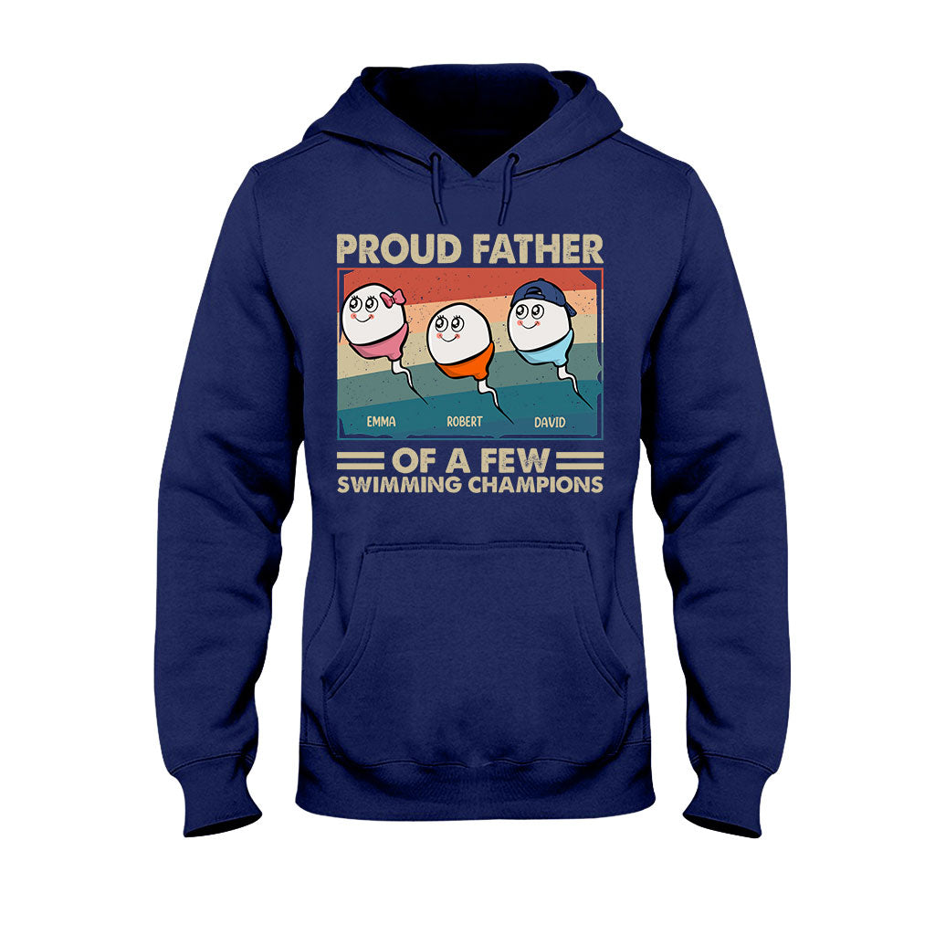 Proud Father Mother Of A Few Swimming Champions - Personalized Father T-shirt And Hoodie