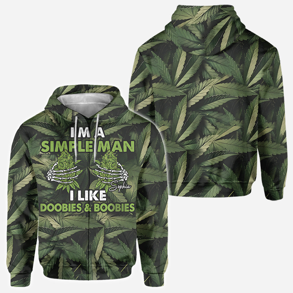 I'm A Simple Man I Like Doobies & Boobies - Personalized Weed All Over Shirt
