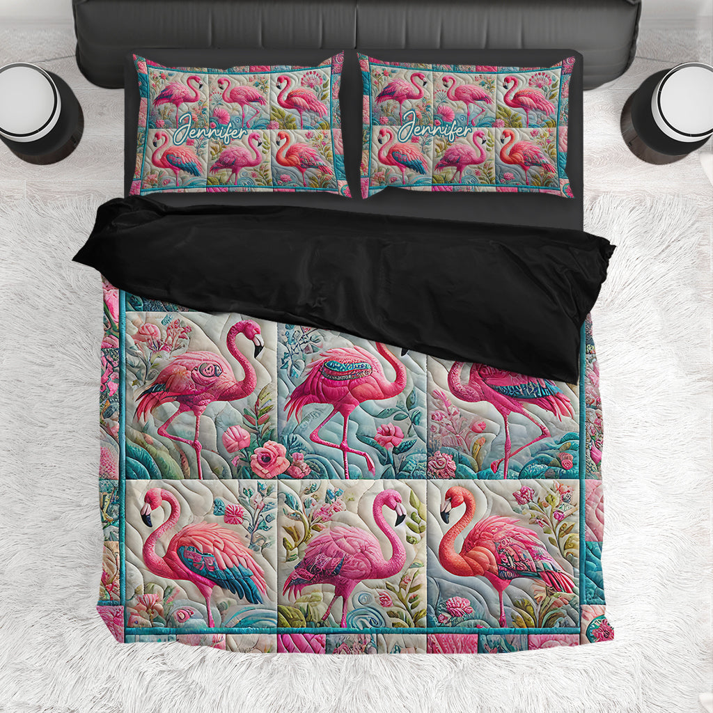 Vintage Flamingo - Personalized Flamingo Bedding Set
