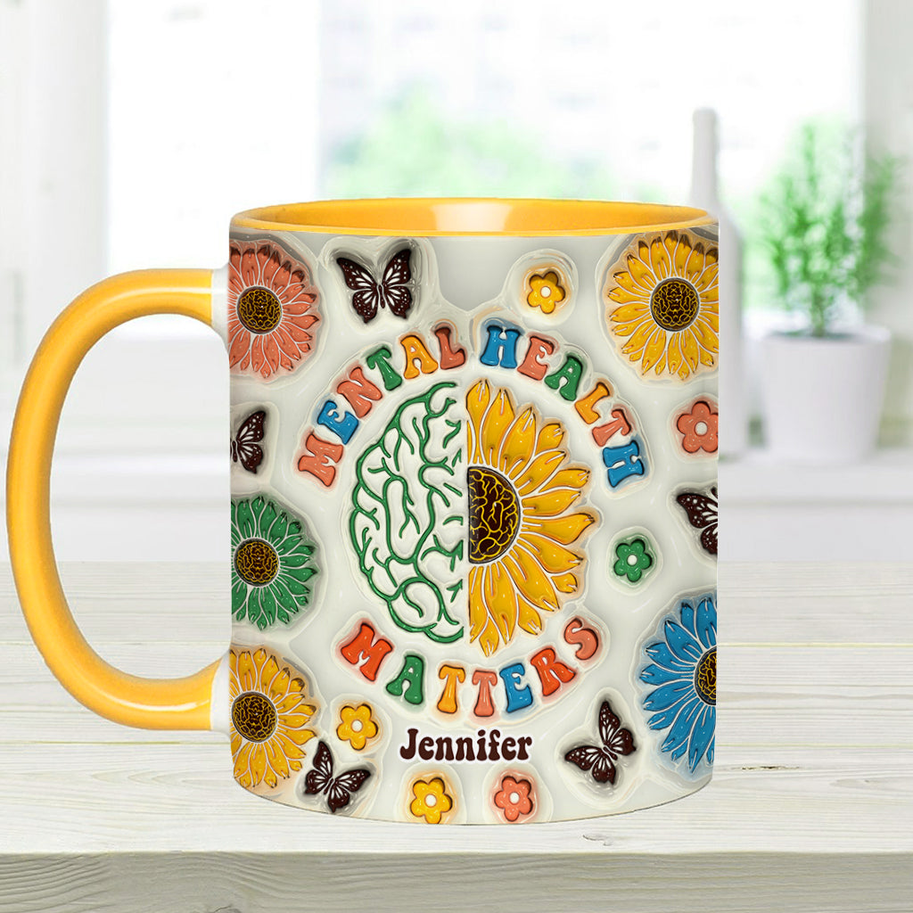 Mental Health Matters - Personalized Mental Health Awareness Accent Mug