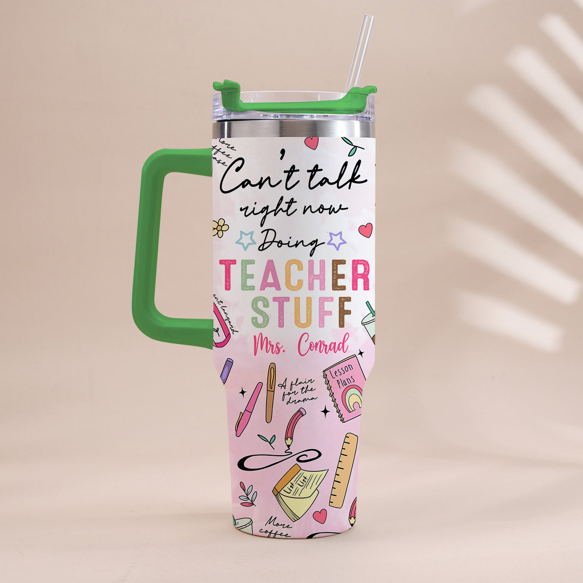 Teacher Stuff - Personalized Teacher Tumbler With Handle
