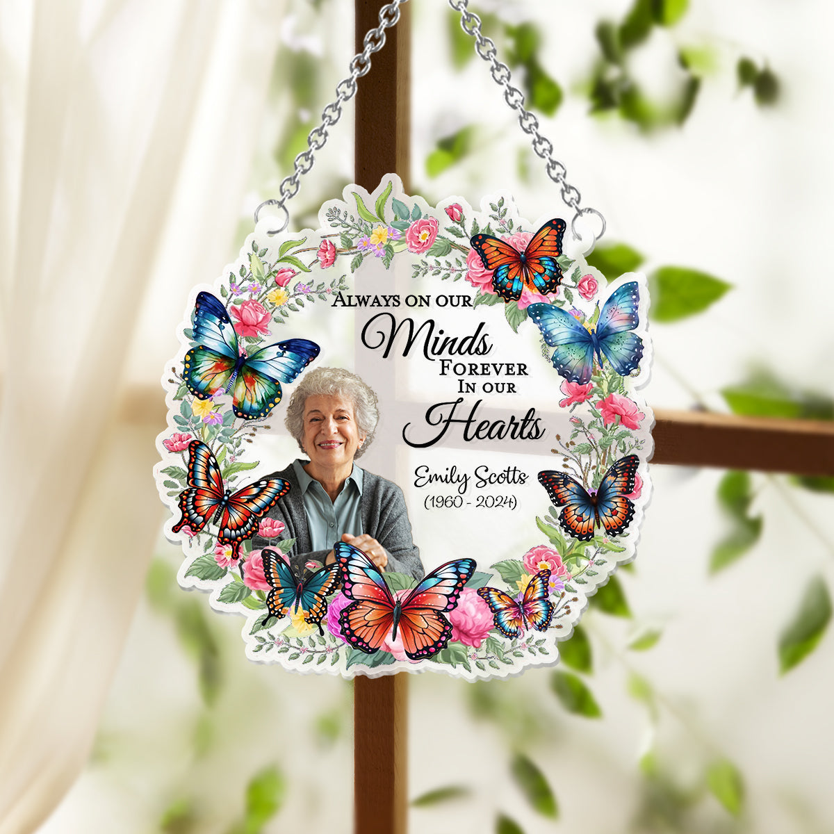 Your Wings Were Ready But Our Hearts Were Not - Personalized Memorial Window Hanging Suncatcher Ornament