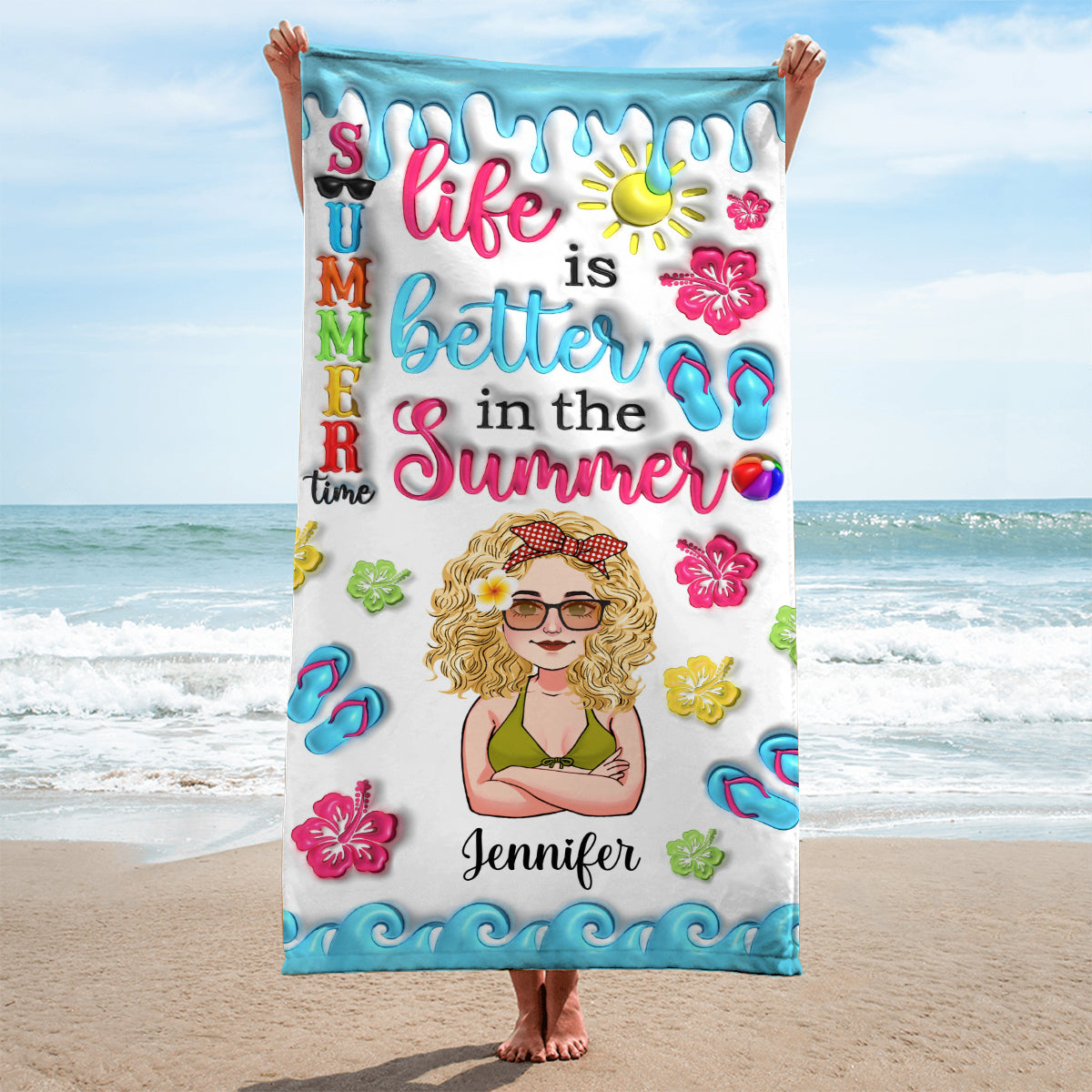 Life Is Better In Summer - Personalized Sea Lover Beach Towel