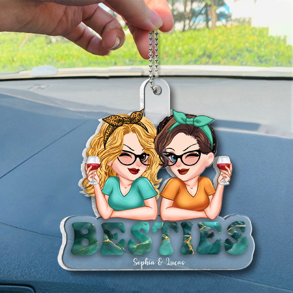 Besties Forever - Personalized Bestie Custom Shaped Car Ornament