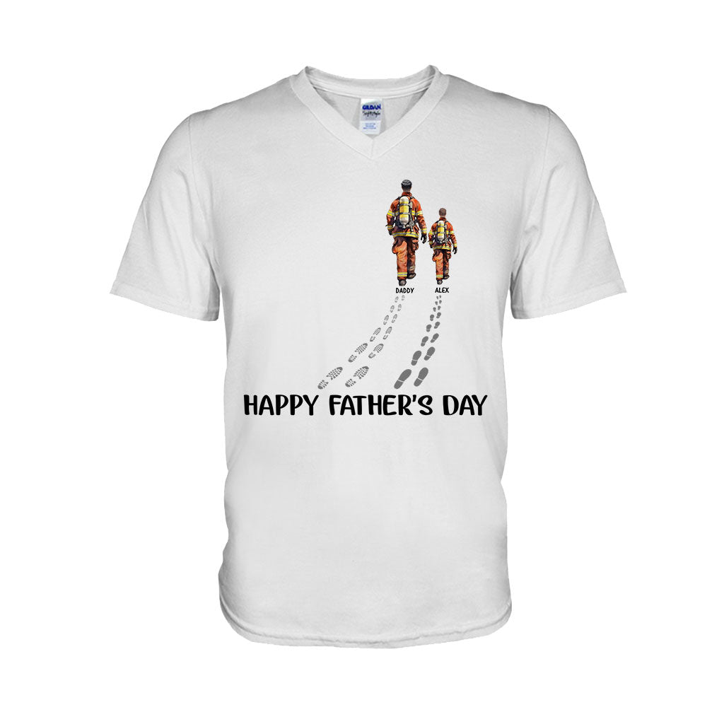 Happy Father's Day Firefighter Dad - Personalized Firefighter T-shirt And Hoodie