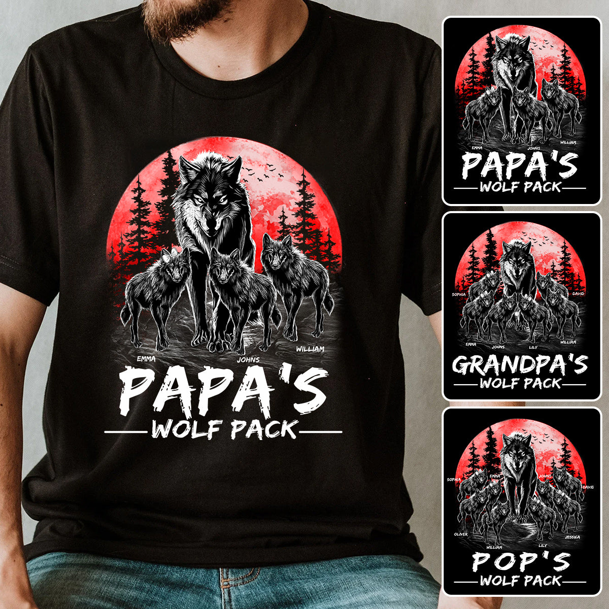 Grandpa's Wolf Pack - Personalized Grandpa T-shirt And Hoodie