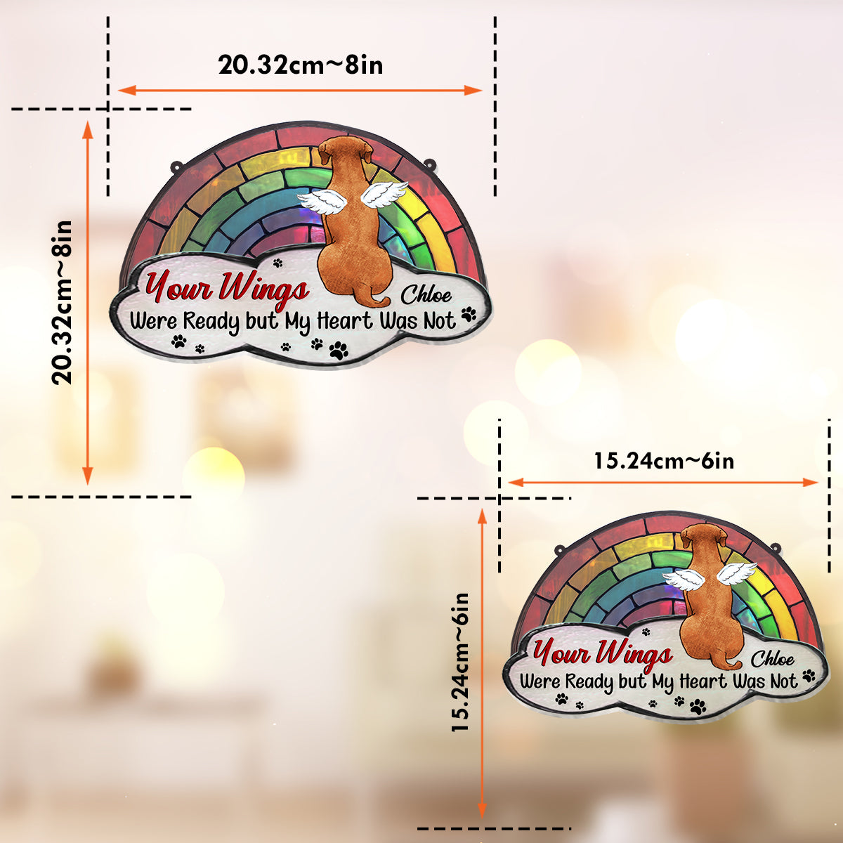 A Piece Of My Heart Is At Rainbow Bridge - Personalized Dog Window Hanging Suncatcher Ornament